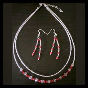 Kids handmade necklace earring set.